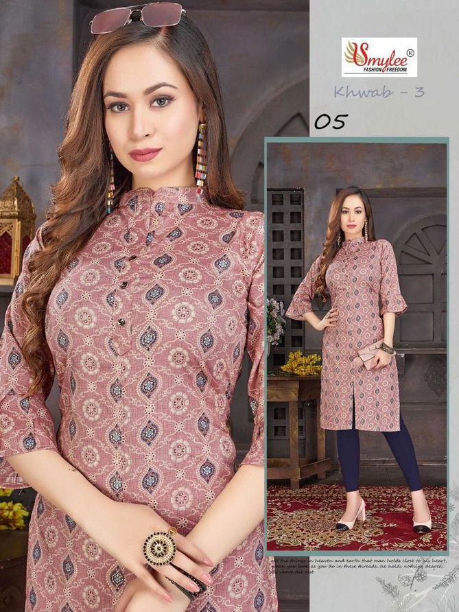 Smylee Khwab 3 Rayon Printed Regular Wear Designer Kurti Collection